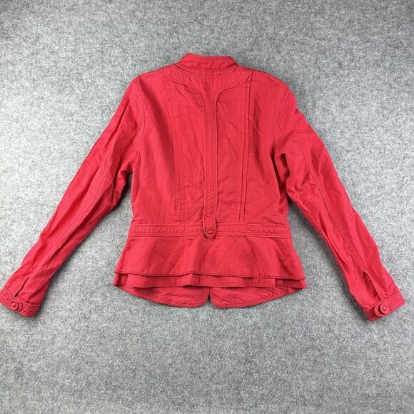 Elevenses Anthropologie Blazer Womens 12 Linen Blend Military Peplum Jacket* - Picture 7 of 16